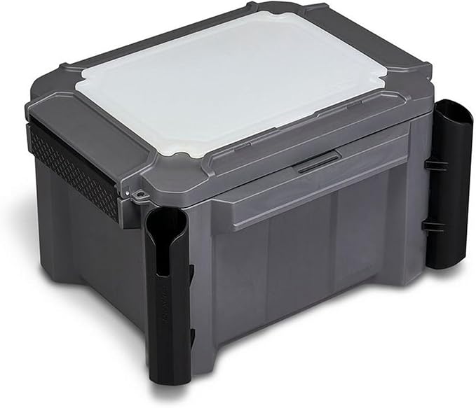 Plano GoNow Freshwater Fish Kit, Waterproof Field Box with Rod Holders, Cutting Board, 4 StowAway 3700 Boxes, Modular Storage Organizer, Charcoal