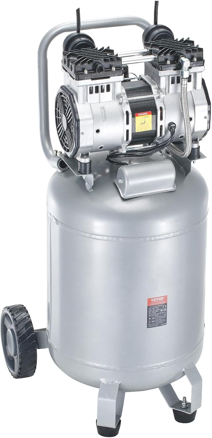 VEVOR 13-Gallon Air Compressor, 2HP, 4.6 SCFM@90PSI, Oil-Free Tank, 66dB Quiet Operation, Ideal for Tire Inflation, Woodworking, Auto Repairs, and Spray Painting (Maximum Pressure 125 PSI)
