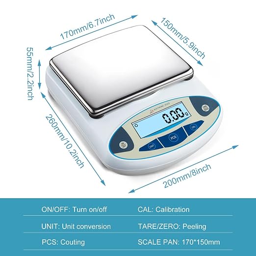 5000g x 0.01g Digital Analytical Balance | High Precision Electronic Lab Scale for Laboratory, Scientific Research, Jewelry & Coin Weighing