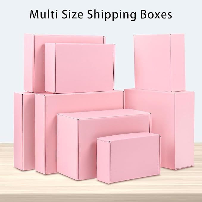 9x6x2 Pink Shipping Boxes, 45 Pack Corrugated Cardboard Mailer Boxes for Packaging Small Business Mailing Gift