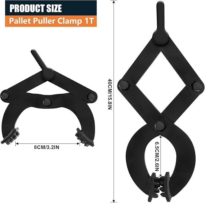 Pallet Puller Clamp 2200lbs 1 Ton Small Tree Puller Tool, Stump Puller, Pallet Grabber Black, Compatible with Chain/Strap with Hooks for Lifting/Pulling