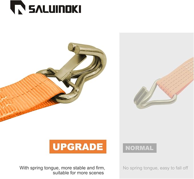 8Pack 2 inch Ratchet Straps Heavy Duty 15 ft J Hook with Anti-Loss Lock, 2 inch Tie Down Straps for Trucks, Cargo Straps Ratcheting Orange