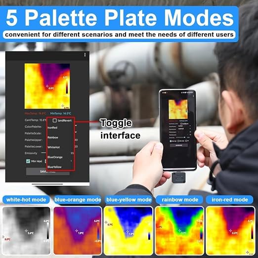 TIOP02 Type‑C Thermal Camera for Android 32x32-20℃~1000℃ | Ultra‑portable design; accurate temperature detection; ideal for electrical, mechanical, and home maintenance