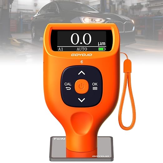 Paint Thickness Gauge with APP, 0-5000 μm (0-179 mils) Coating Thickness Meter, Auto Fe/Al/Zn/Fe(C) Detection, 0.1μm Resolution, ±(2%+1μm) Accuracy for Paint Inspection