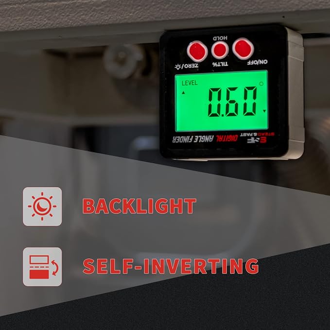 S&F STEAD & FAST Digital Angle Finder Magnetic with Case, Digital Angle Gauge, Backlit LCD, IP54, ±0.2° Accuracy for Table Saw, Woodworking, Construction