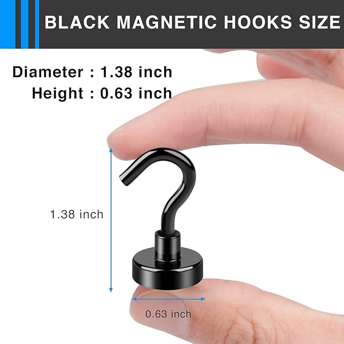 LOVIMAG Magnetic Hooks, Cruise Essentials 2026, 12 Pack-30LBS | Heavy Duty Strong Magnet Hook for Cruise Cabin, Refrigerator Fridge, Ship, Classroom, Kitchen Grills, Black