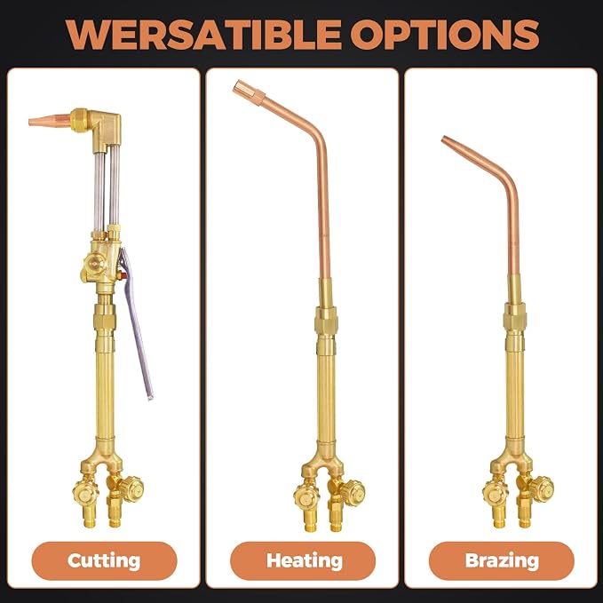 Oxy-Fuel Cutting Torch Kit, Cutting Welding And Heating Outfit With Check Valve, 1-101 Cutting Tip, Welding Nozzle and MFA Heating Nozzle, Cutting Attachment CA2460 Torch Handle