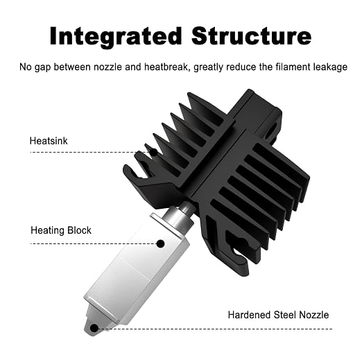 0.2mm Hardened Steel Complete Hotend Nozzle Kit for Bambu Lab P1P P1S, All-Metal Integrated Design 300℃ High-Temperature Print Head with Fan,Thermistor,Ceramic Heater