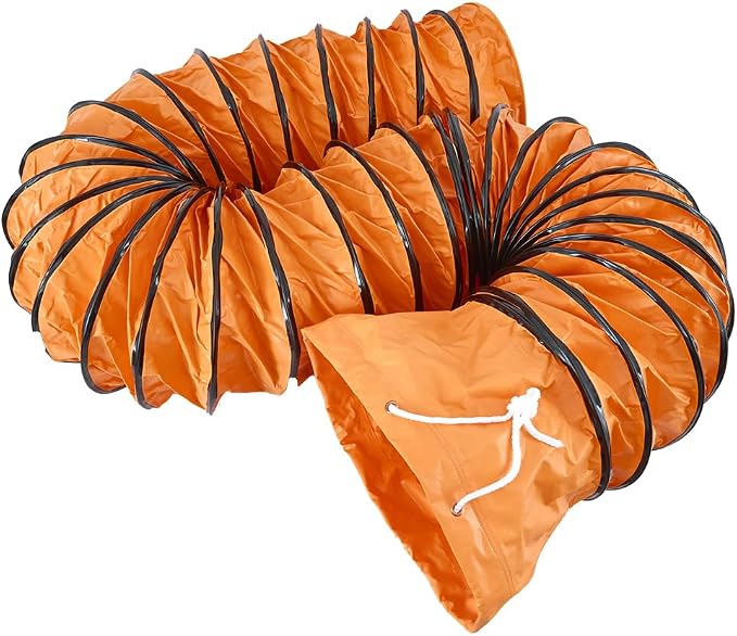 16ft PVC Flexible Ducting Hose with Adjustable Rope, 24Inch Flame Retardant HVAC Ducting for Blower Exhaust Fan (24IN x 16FT)