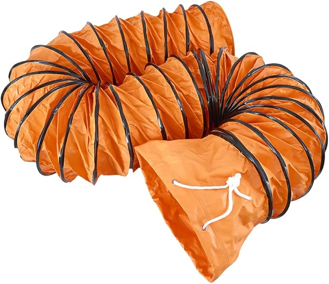 25ft PVC Flexible Ducting Hose with Adjustable Rope, 10Inch Flame Retardant HVAC Ducting for Blower Exhaust Fan (10IN x 25FT)