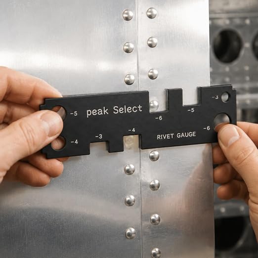 Rivet Gauge Tool | One Piece Rivet Measuring Gauge | Metal Rivet Inspection Gauge | Shop Head and Rivet Length Checker | Aluminum Plate Riveting Measurement Tool