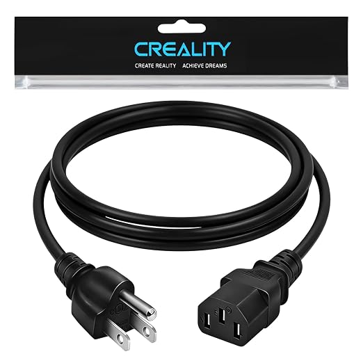 3D Printer Power Cord for Creality Ender 3/K1/K2/Bambu Lab A1/P1S/Flashforge AD5, Standard 1.5M/5FT 18AWG 3 Prong AC Power Cable for Electronics, Computer, TV, Laptop, Printer, Monitor, Radio and More