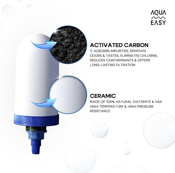 AquaEasy 4 Inch Ceramic Water Filter Candles (Pack of 4) Replacement Filter for Gravity water filtration system | Household Water Bucket Filtration System | Suits all major brands |