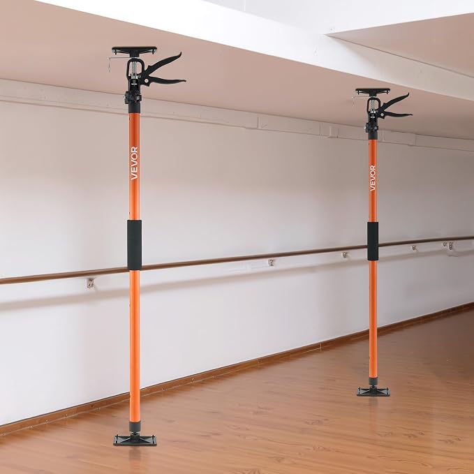 VEVOR Cabinet Jack Support Pole, 2-Pack, 45.7-114.2 Inch Steel Telescopic Quick Support Rod, Adjustable 3rd Hand System up to 154 lbs Capacity for Installing Cabinets, Lifting Drywall, Cargo Bars