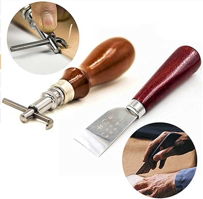 citian Leather Tools Kit Stitching Punch Sewing Carft DIY Tool Carving Craft Saddle Working Groover and 18pcs for Hand Set Prong