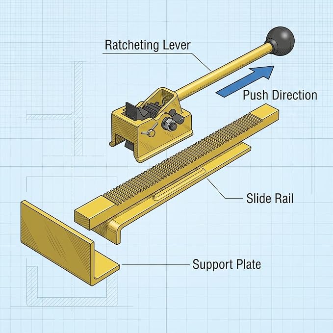 QWORK Flooring Jack – Ratcheting Alignment Tool for Hardwood Installation, Edge Tightening & Board Straightening