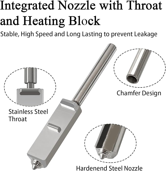 4PK 0.4/0.6/0.8mm Hardened Steel Nozzle Kit for Anycubic S1 Max Combo | All-in-One Leak-Free, High Precision, Quick Swap, Wear-Resistant, 300°C Heat-Resistant, 32mm³/s High Flow, High-Speed 600mm/s
