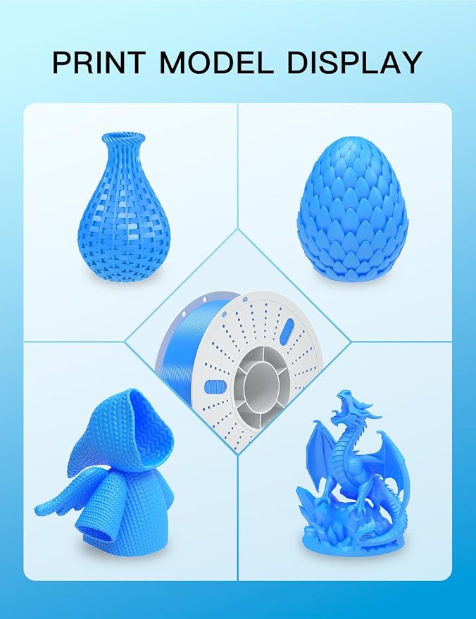 PINBALL PETG 3D Printer Filament 1.75mm High Precision Durable Moisture-Proof Strong Filament Mith Better Flow Dimensional Accuracy +/- 0.02mm Suitable for Most FDM 3D Printers 2 Kilograms Blue