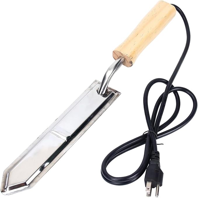 Drip Depot Electric Uncapping Knife for Beekeeping, Stainless Steel Blade with Wooden Handle, Honeycomb Extractor Tool