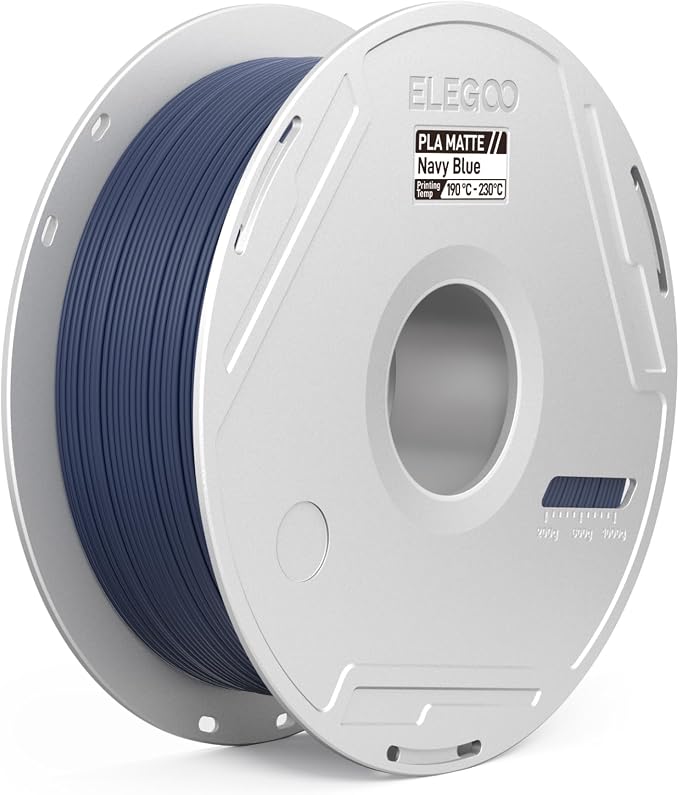 ELEGOO Matte PLA 3D Printer Filament with Reusable Spool，1.75 mm Printing Filament Navy Blue 1 kg, Dimensional Accuracy +/- 0.02 mm, Compatible with Most 3D Printers