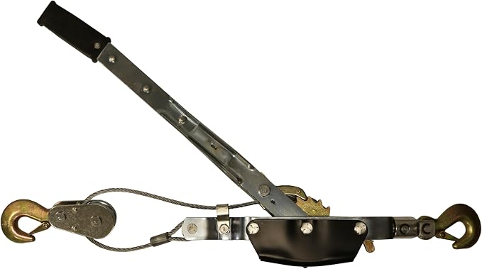 ANCRA CARGO Cable Puller, Double Line 4-Ton Pro Series, Heavy-Duty Machined One-Piece Gears, 1/4" Aircraft Grade Galvanized Steel Cable with Pulley Block