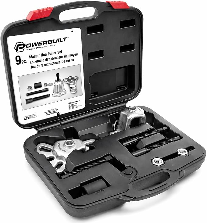 Powerbuilt Master Hub Puller Tool Set, Remove and Install Car Wheel Hubs and Axels, Ford and Mercury, Front-Wheel or Rear-Wheel Vehicles - 648608
