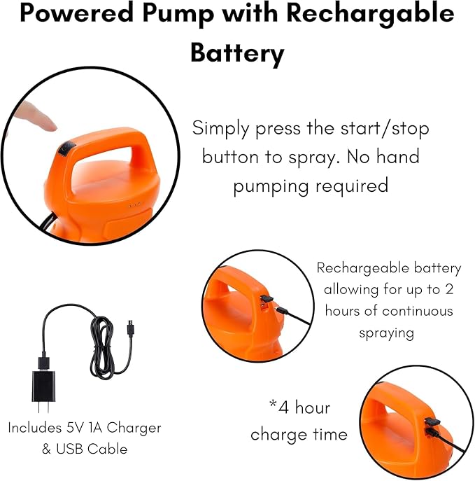 BIRDROCK HOME Garden Sprayer with Battery Powered Pump - Stainless Steel Wand, Rechargeable, Adjustable Spray, & Portable for Lawn, Garden, Plants, and Cleaning - White Translucent Body - 4-Gallon