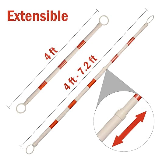 12 Pack Retractable Traffic Cone Bar from 4ft to 7.2ft, Expandable Safety Cone Bars for Parking Lots，Barricade for Road Construction