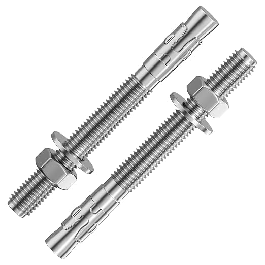 Wensilon 30Pcs 1/2x4-1/2 Inch Standard Fasteners for Heavy-Duty 304 Stainless Steel Wedge Anchors for Cement and Concrete