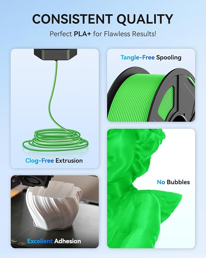 JAYO PLA Plus 1.75mm Filament 4.4KG Bundle, PLA+ 3D Printer Filament | Tougher and Stronger, Neatly Wound , Vacuum Sealed, Dimensional Accuracy +/- 0.02 mm (Red, Green, Yellow, Pink)
