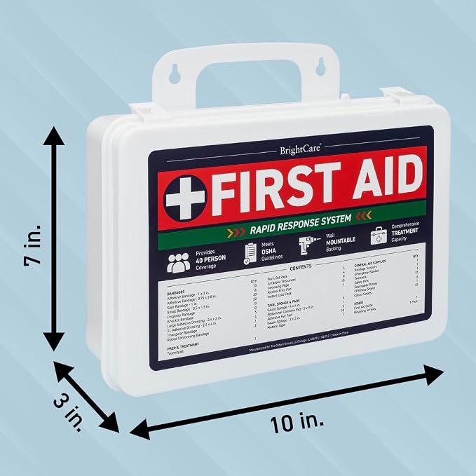 First Aid Kit for Business, Medium, 200 Piece - Wall Mountable & Portable | Hard Case, OSHA Compliant, For Office, Restaurants, Work Vehicles, Retail & Service Spaces