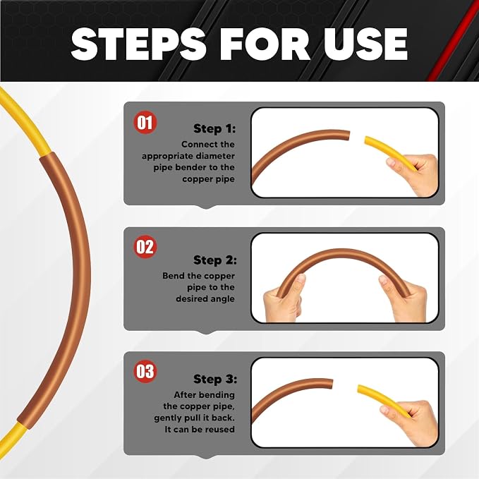 C&T 4Pcs Conditioning Copper Tubing Pipe Extension 4M, 1/4" 1/2" 3/8" 5/8" Built-in Copper Tube Bending Strip, AC Refrigerator Pipe Bender Kit for Repair