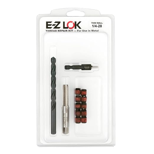 E-Z LOK EZ-310-428 Thread Repair Kit for Metal Carbon Steel Threaded Inserts 1/4-28 and Installation Tools