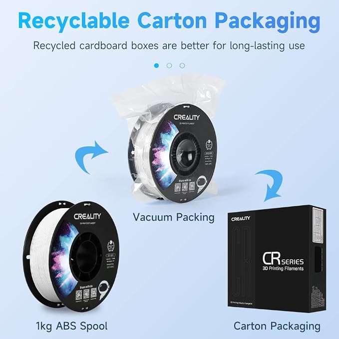 Creality ABS Filament 1.75mm, 3D Printer Filament, No-Tangling, Strong Bonding and Overhang Performance Dimensional Accuracy +/-0.02mm, 2.2lbs/Spool