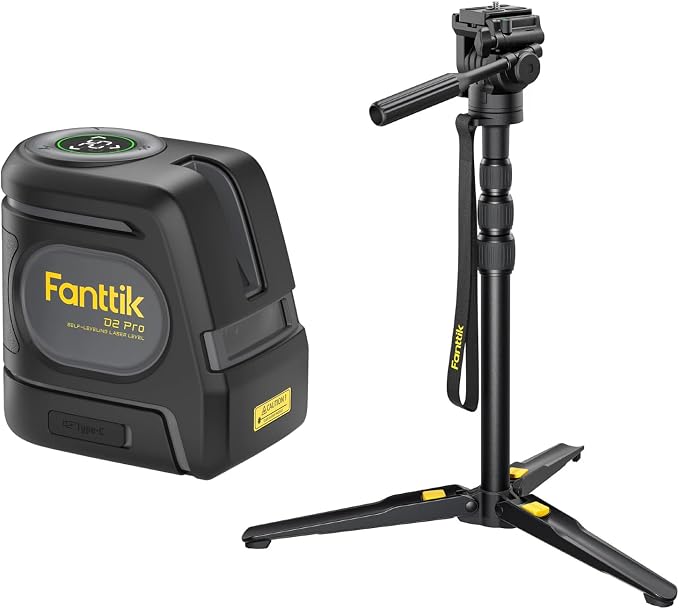 Fanttik D2 Pro Green Laser Level with 43.2" Tripod, Self-Leveling Green Cross Line Laser with LED Display, Type-C Rechargeable, 130° Vertical Beam Spread Cover