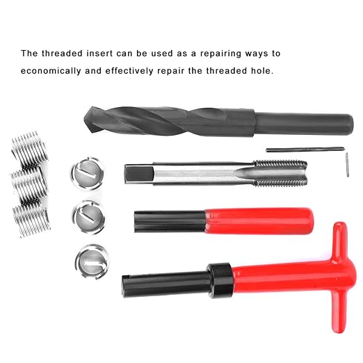 Thread Repair Kit M16x1.5mm, Stainless Steel, 11 Pieces, Including Hexagon Wrench, Tap, Drill, Breaker, 6 Threaded Inserts
