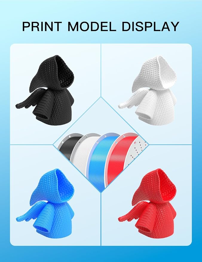 PINBALL PETG 3D Printer Filament 1.75mm High Precision Durable Strong Filament Mith Better Flow Dimensional Accuracy +/- 0.02mm Suitable for Most FDM 3D Printers 4 Kilograms Black,White,Blue,Red