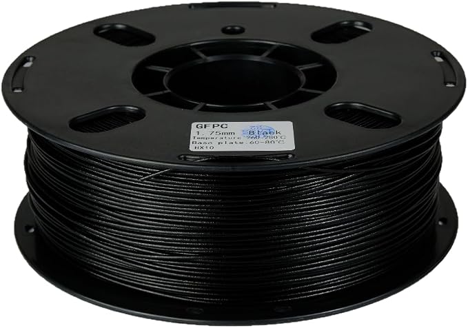 RANKI Glass Fiber Polycarbonate Filament 1.75mm 1KG, Outdoor Use ultrahard Glass Fiber PC 3D Printer Filament, High Temperature Resistance, 1 KG Spool, (Black)