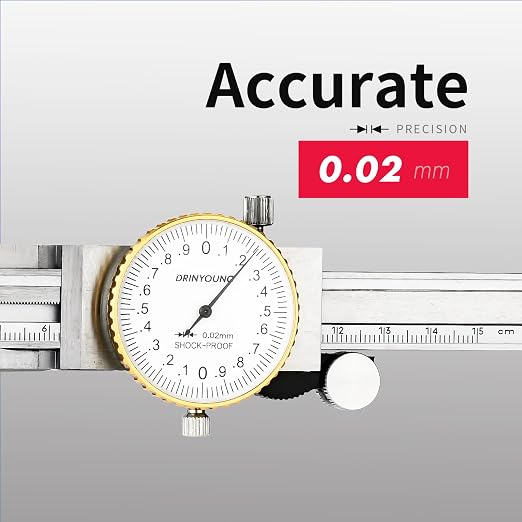Double Blade Inner GrooveDial Caliper9-150mm,StainlessSteelTool,Dual-tip Calipers Precision Measuring Tools,DRINYOUNG (9-150mm (Double Hook dial Caliper)