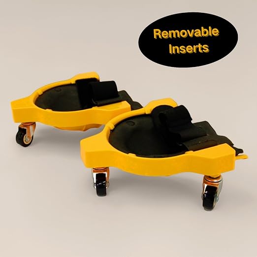 Professional Heavy-Duty Knee Rollers with Smooth-Rolling Casters & Gel Cushion – 360° Glide Mobility, Secure Fit, Work-Grade Protection for Adults, Yellow, One Size