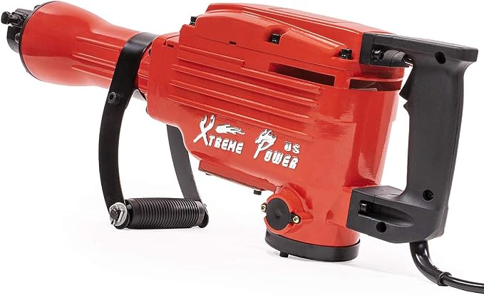 XtremepowerUS 2200W Demolition Jack Hammer Flat Chisel Bull Point Chisel Bits Demo Chipping Hammer Concrete Pavement Breaker DIY Construction Concrete Floor Breaker Punch Drill