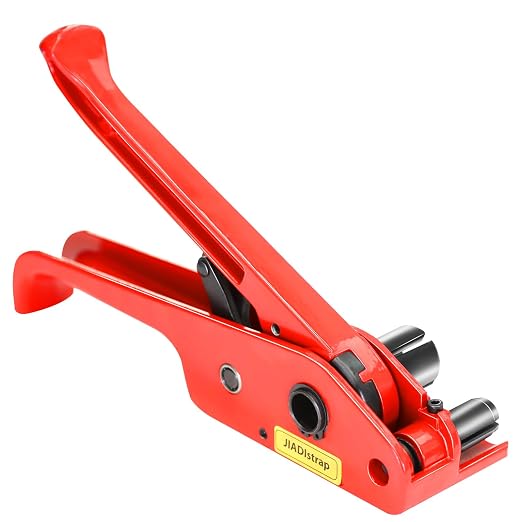 Heavy Duty Banding Strapping Tensioner & Cutter Manual Packaging Tools Windlass for 1/2"-3/4" Width Polyester Poly Strap(red)