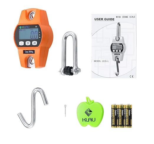 Klau Digital Hanging Scale OCS-L Orange 300 kg / 600 lb | High Precision Sensor, Heavy Duty Industrial Crane Scales, Smart Hoist, For Home Indoor Farm Factory Hunting Outdoor
