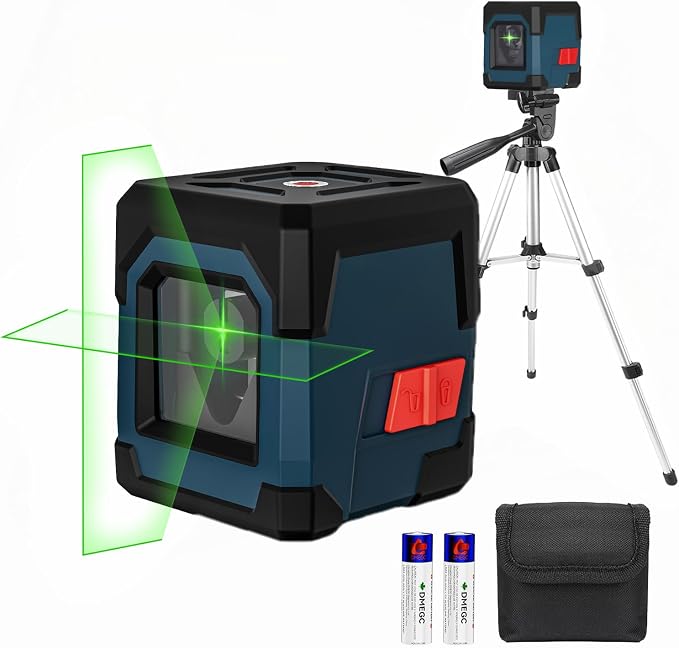 Laser Level with tripod, RockSeed Cross Line Laser with Self-Leveling, Vertical and Horizontal Line, Rotatable 360 Degree, Carrying Pouch, Battery Included (LV1GT)