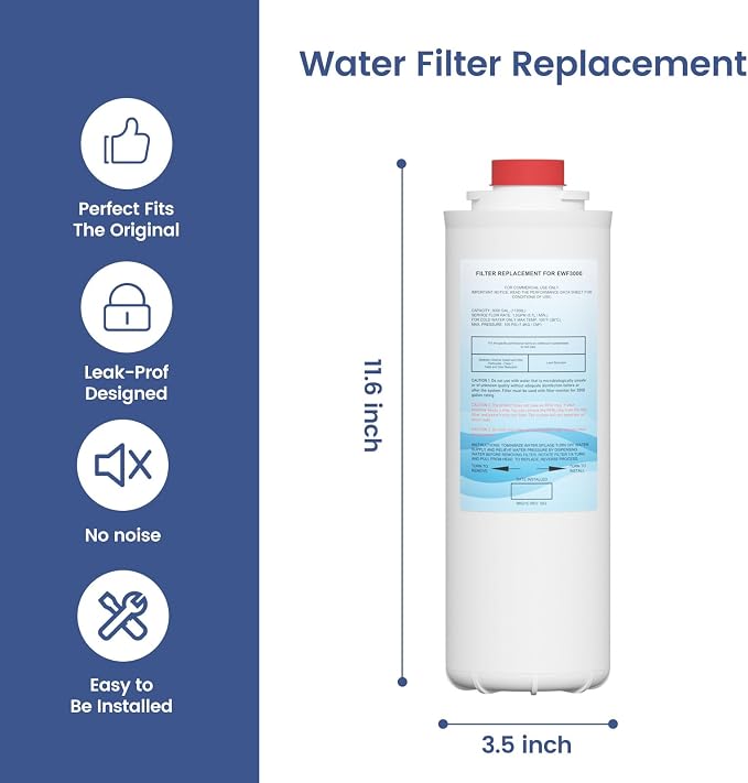 51300C Water Replacement Filter (No Chip) Compatible with Elkay 51300C EWF3000 Ezh20 Bottle Filling Station, 3000 Gallon Water Filter Replacement for ERF750, 51299C, 55898C 4 Pack