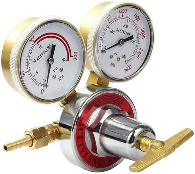 2pcs Dual Welding Gas Regulators, Oxygen (CGA-540) and Acetylene (CGA-510) Combo Brass Gauges Two-piece Suit Compatible with Victor Harris Torch Cutting kits