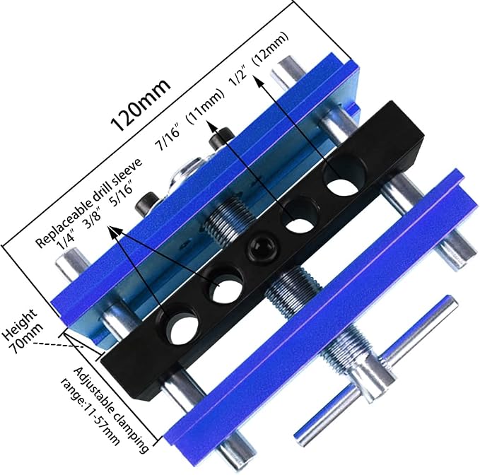 Self Centering Doweling Jig Kit Drill Guide Bushings Set Wood Doweling Jig Woodworking Joints Tools for Straight Holes (Blue)