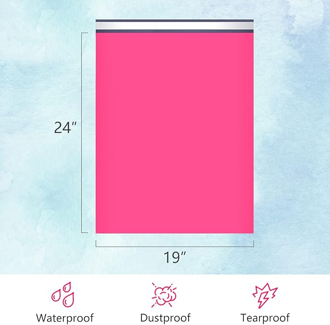 UCGOU Poly Mailers 19x24 Inch Hot Pink 100 Pack Extra Large Shipping Bags Strong Thick Mailing Envelopes Self Seal Adhesive Waterproof and Tear Proof Boutique Postal for Clothing Quilt and More