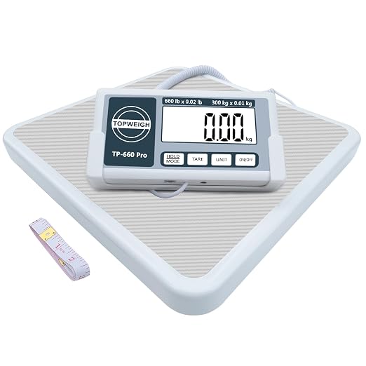 Medical Scale with Portable Carrying Bag, Large Remote Display, Floor Physician Scale, 660lbs / 0.02lb, Longer Coiled Cord, Heavy Duty Digital Scale for Body Weight, Measure in kg/oz/lb
