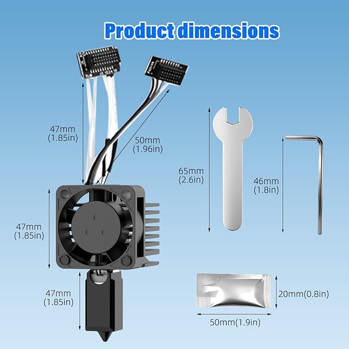 BURMONG P1P P1S Hotend Complete Kit, Hotend Complete Kit for Bambu Lab P1P/P1S 3D Printer, Full Assembly 0.2/0.4/0.6 mm Hardened Steel Nozzle with Ceramic Heater, Extruder Heating Block Replacement